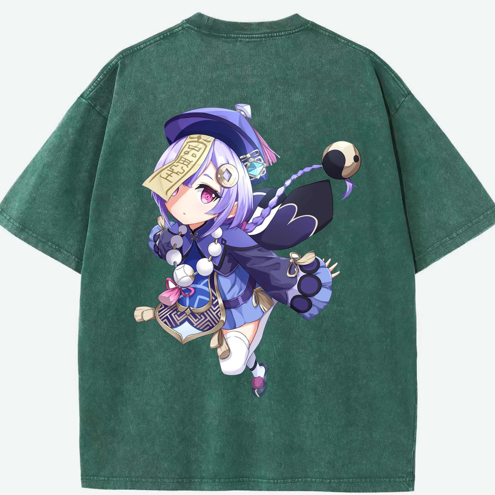 げんし神 七七 なな  genshin Nana 綿100% ヴィンテージ風 半袖Tシャツ（背面プリント）